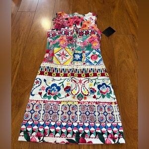 Desigual Multicolor Strapless Dress with Floral and Geometric Patterns